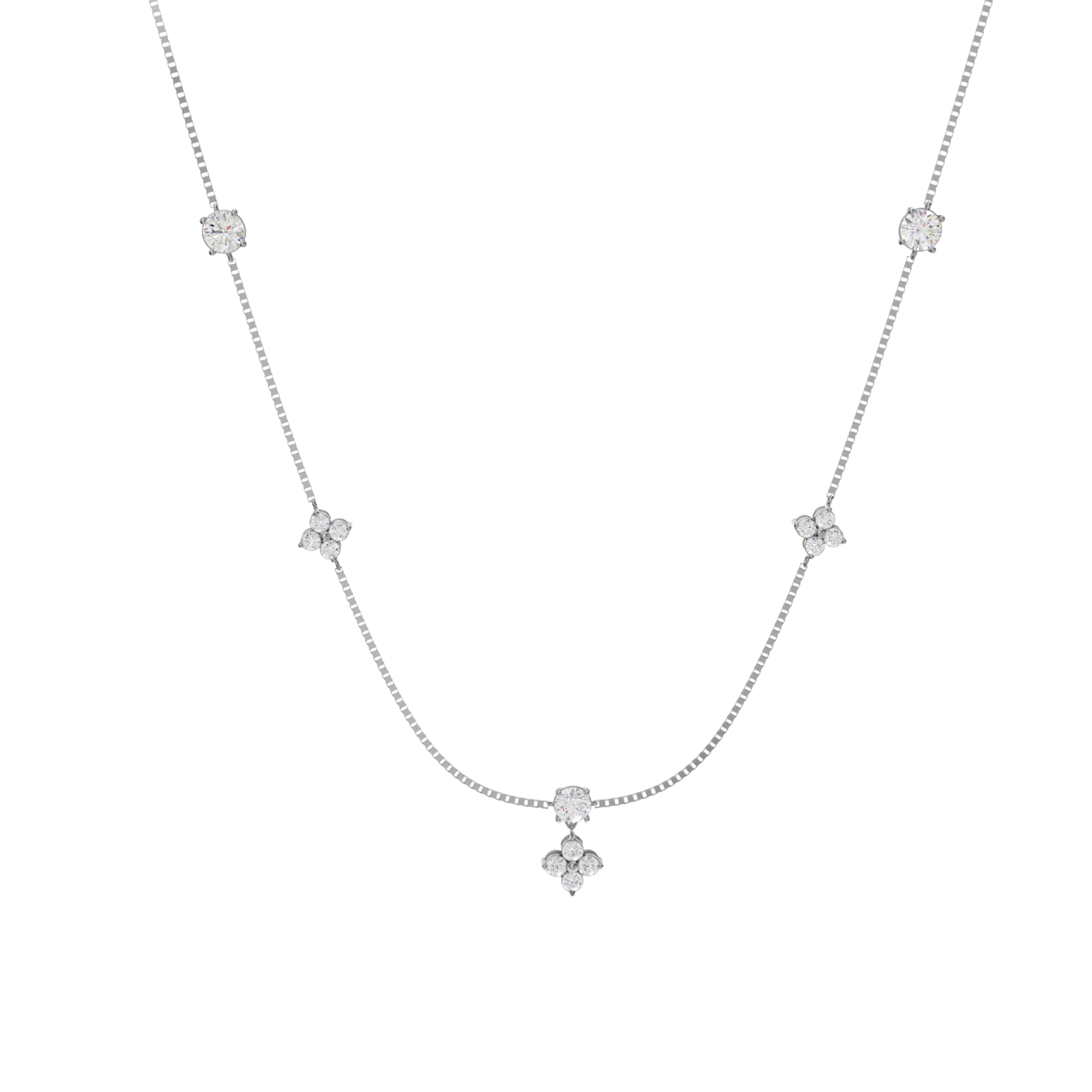 Flower Diamond Charm Necklace