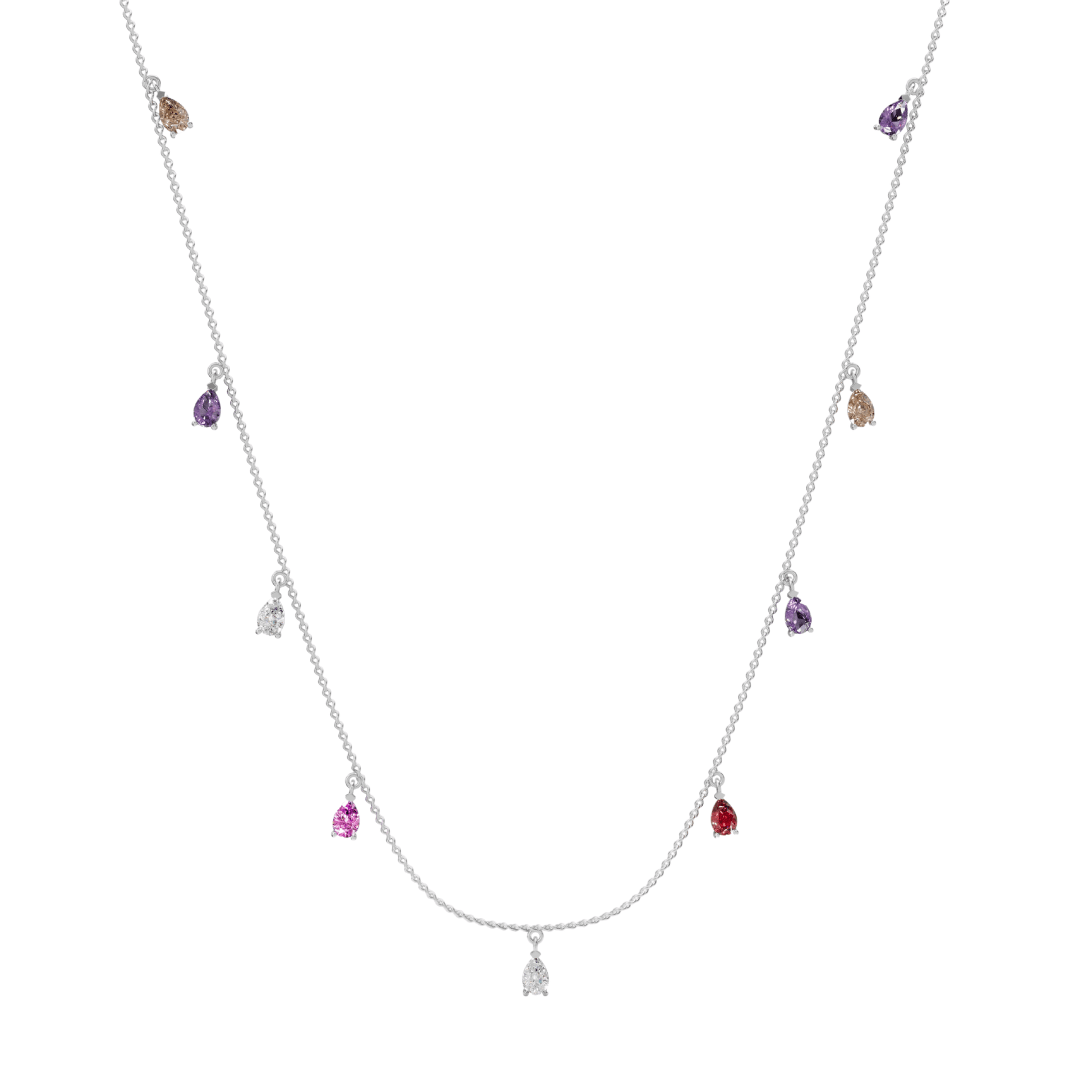 Pear Multi-Coloured Charm Necklace