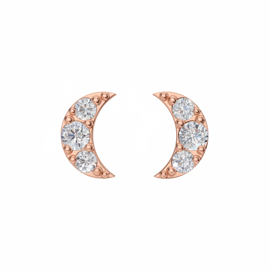 Dainty Moon Stud Earrings