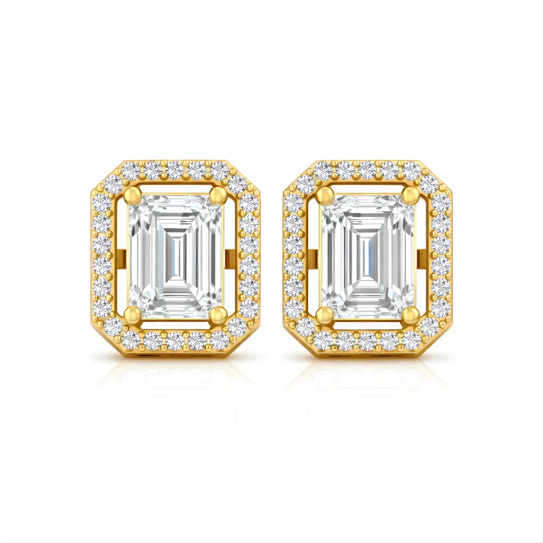 Royal Halo Emerald Stud Earrings