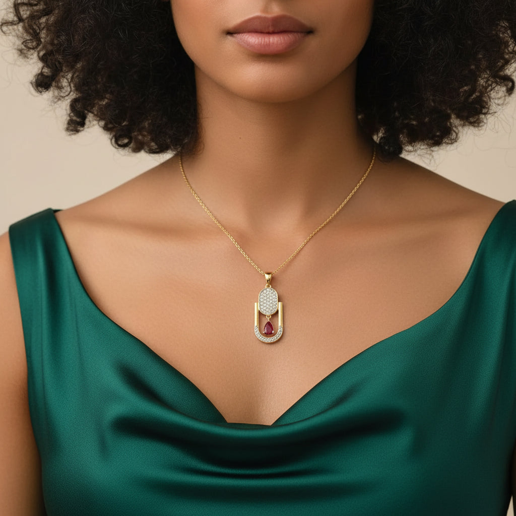 Ruby Halo Link Pendant