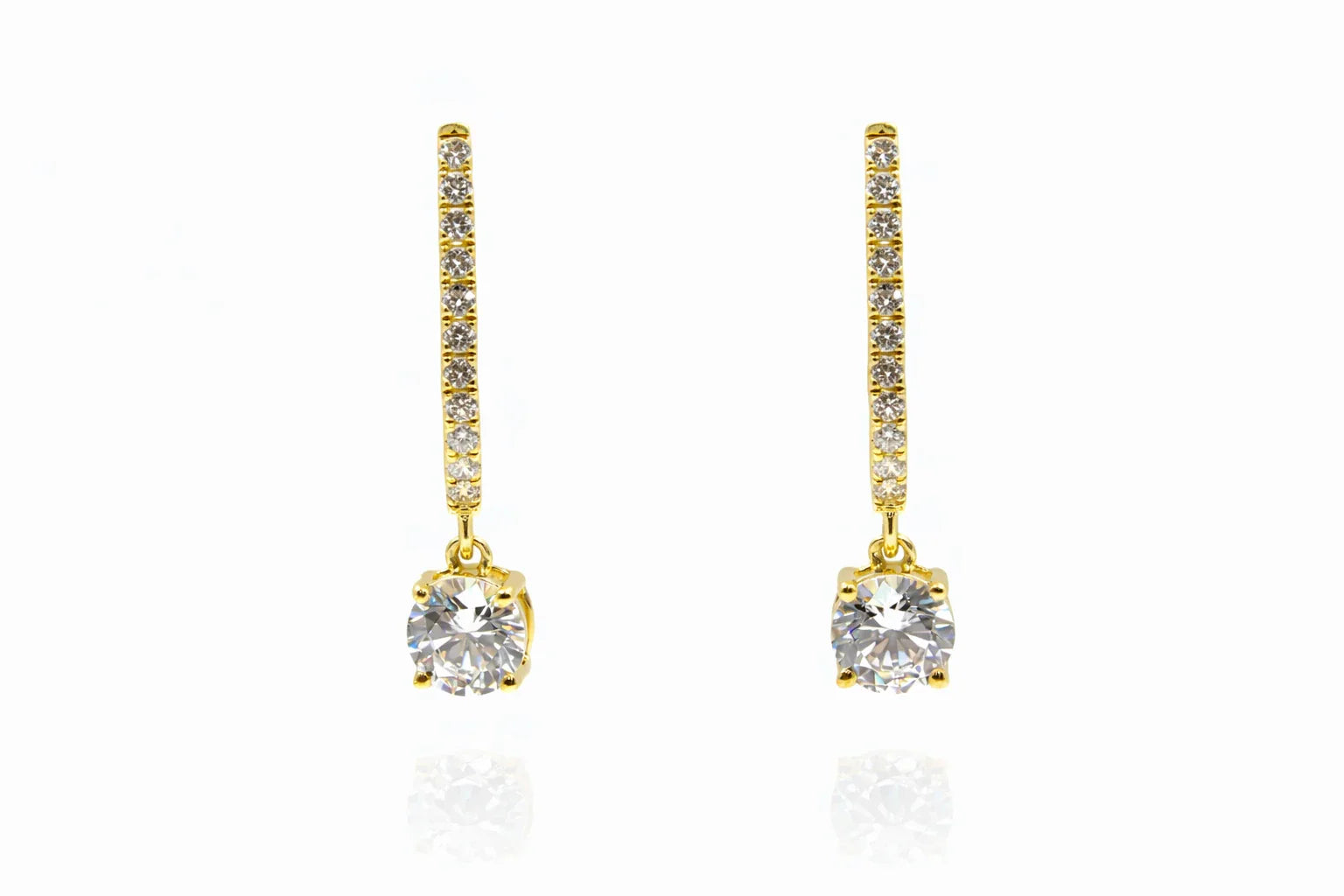 Solitaire Drop Hoop Earring