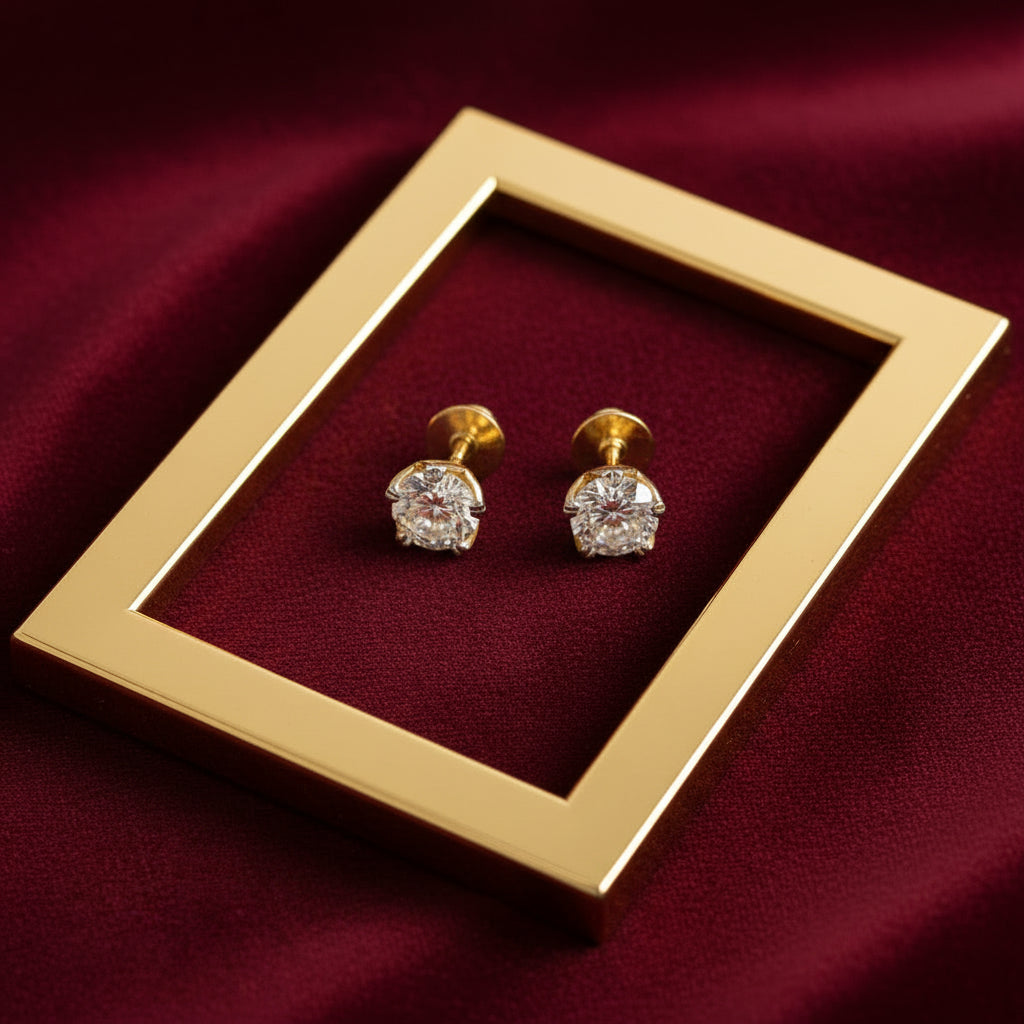 Tulip Round Solitaire Stud Earrings