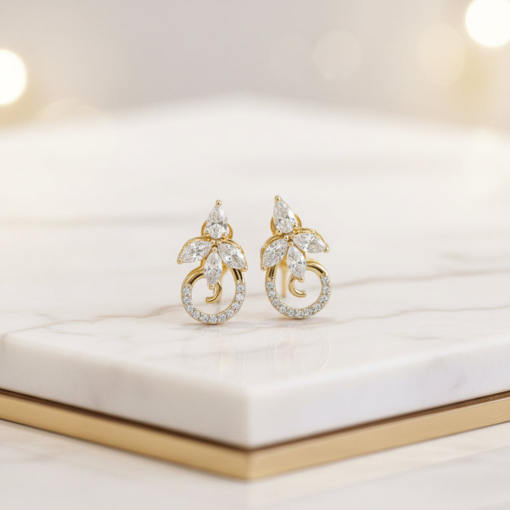 Pearquise Spiral Stud Earrings