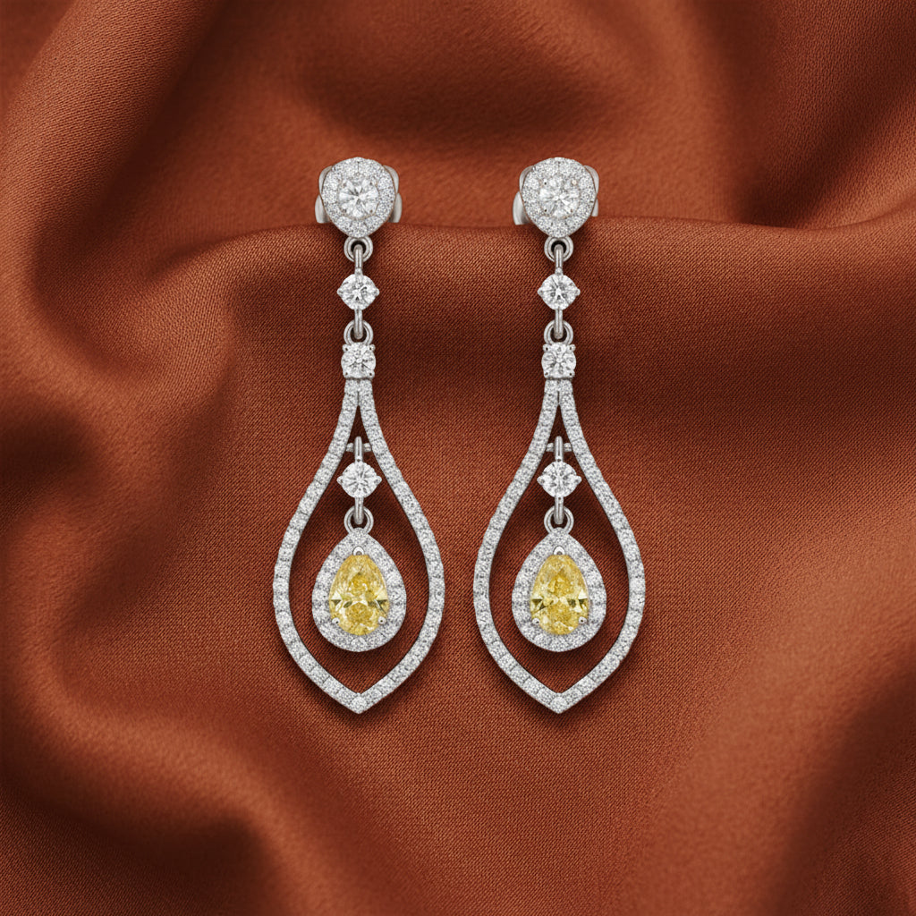Yellow Saphhire Teardrop Earrings