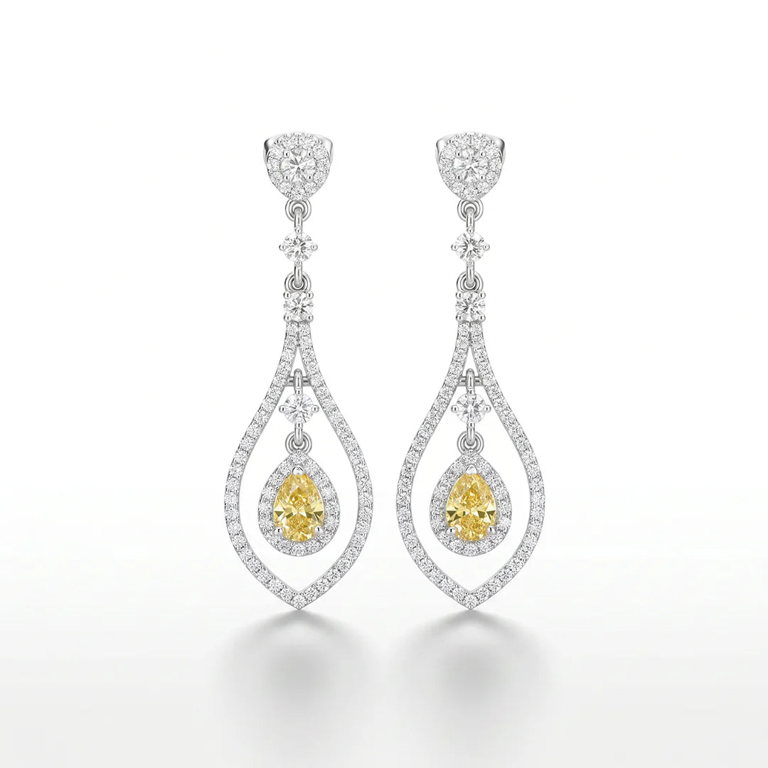 Yellow Saphhire Teardrop Earrings