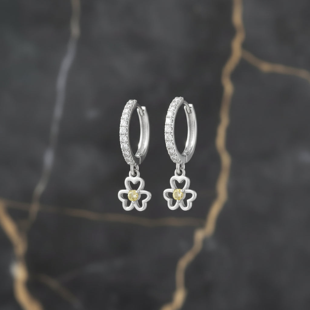 Flower Yellow Drop Earrings