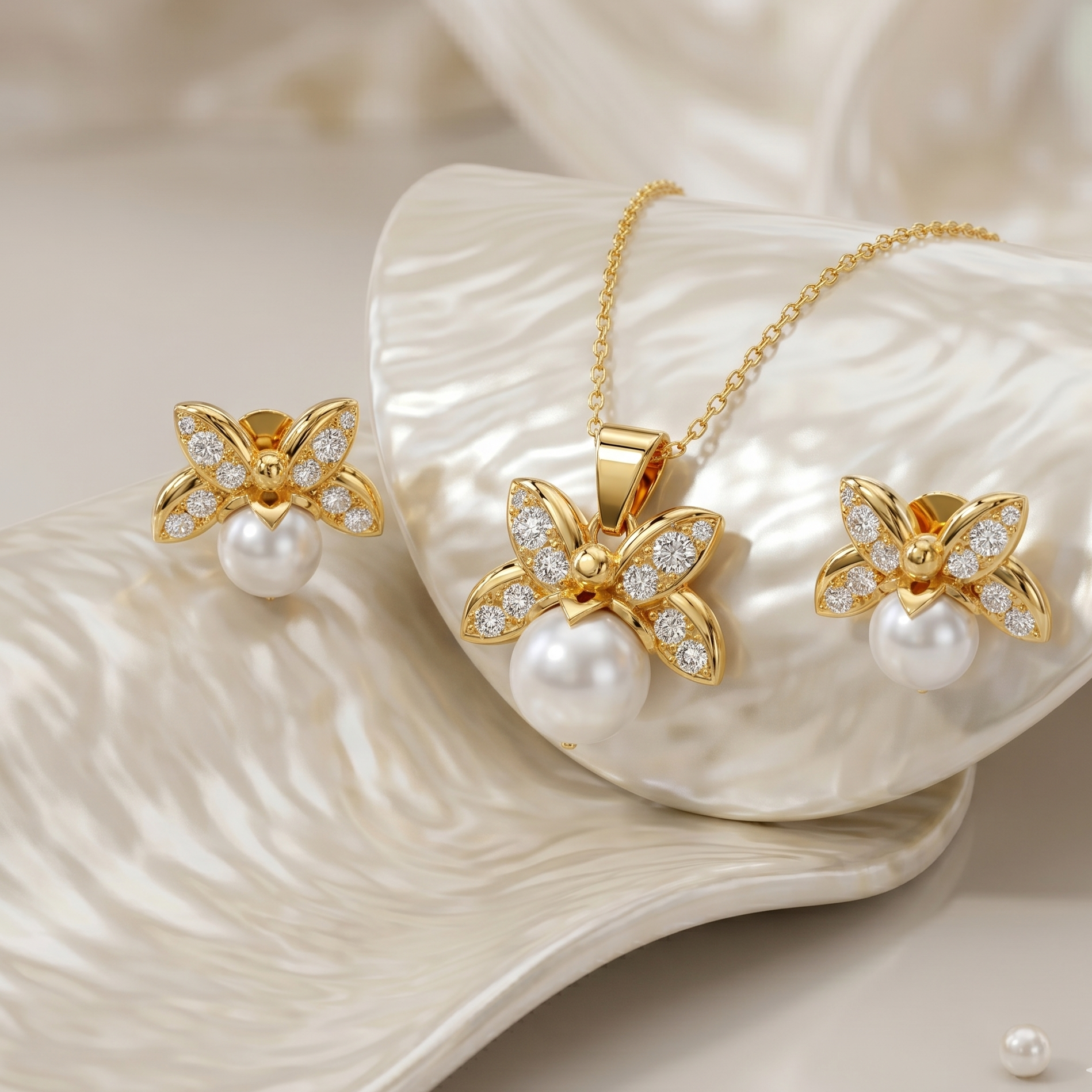 Lunaria Pearl Stud Earrings