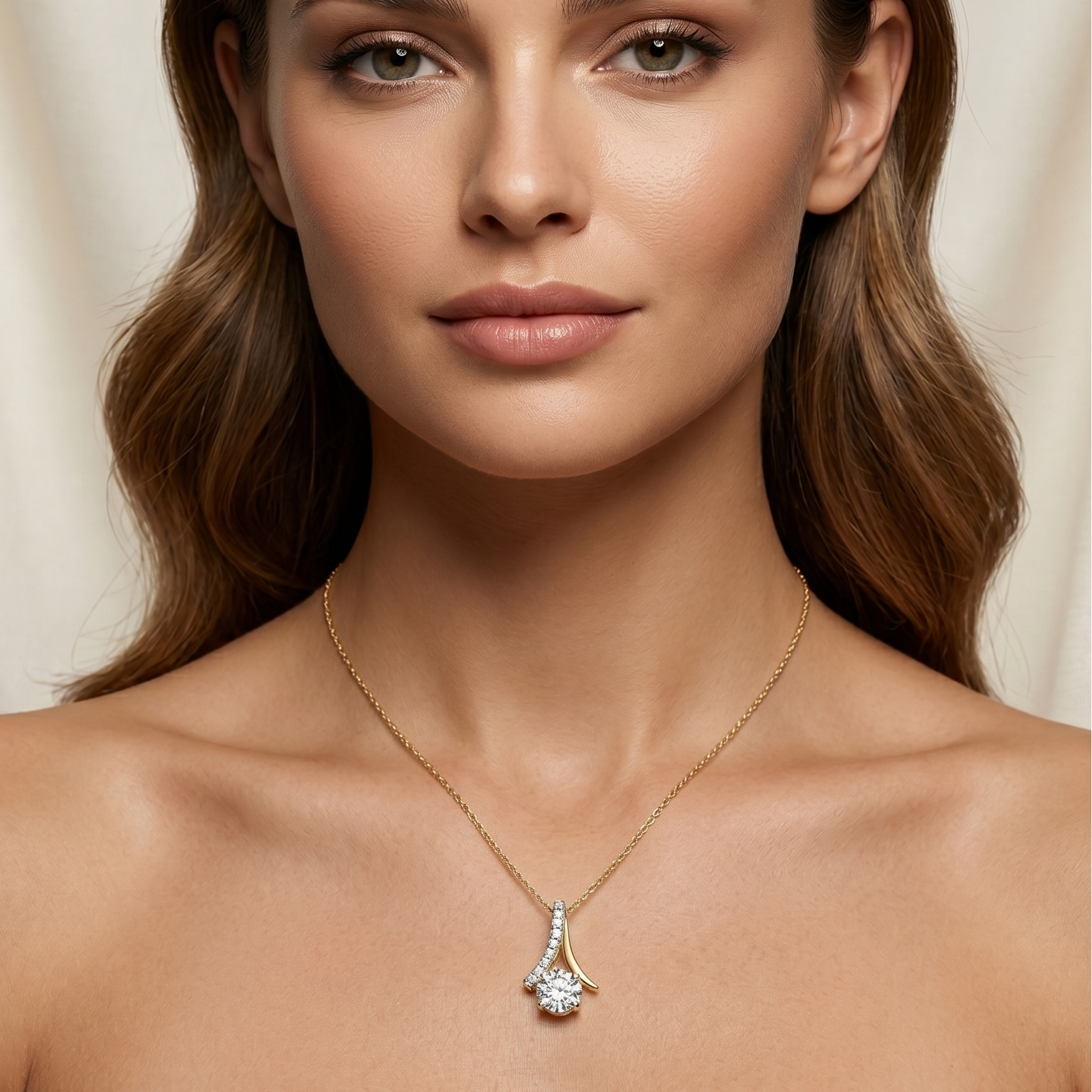 Gold Flow Solitaire Pendant