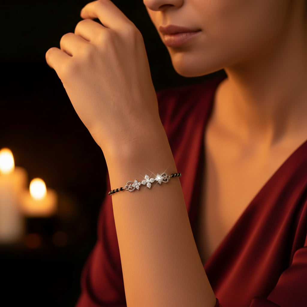 Noirelle Heart Bloom Mangalsutra Bracelet