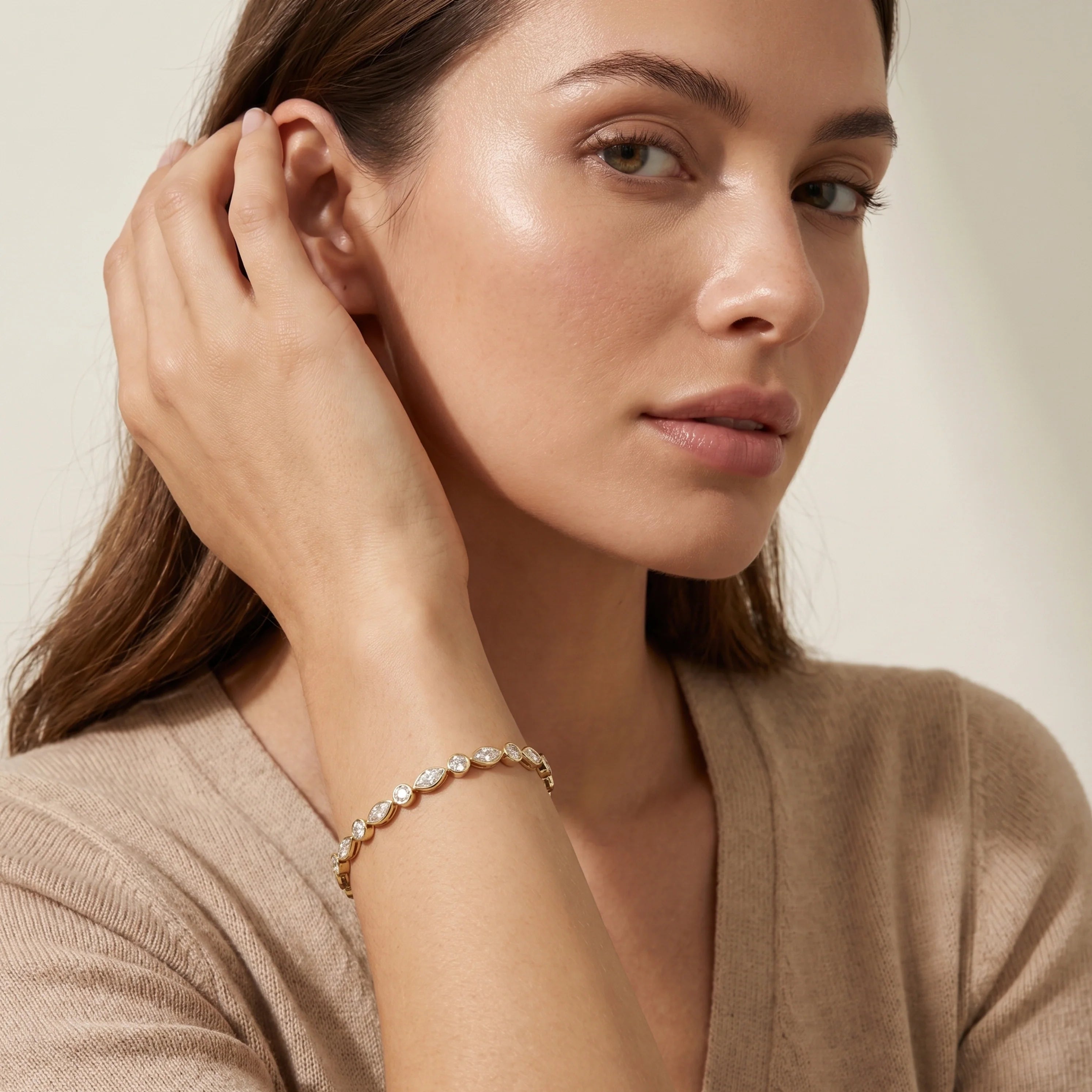 Gold Marquise Tennis Bracelet