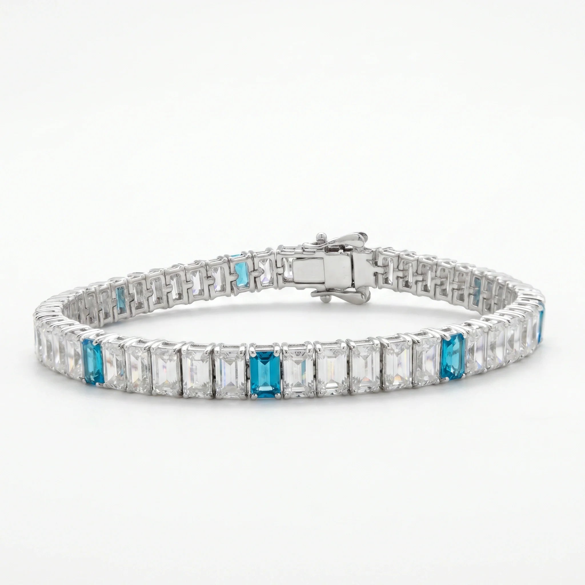 Silver Azure Baguette Tennis Bracelet