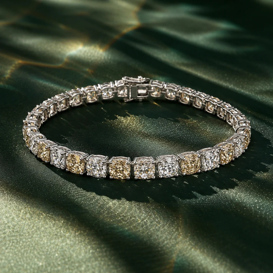 Champagne Cushion Tennis Bracelet