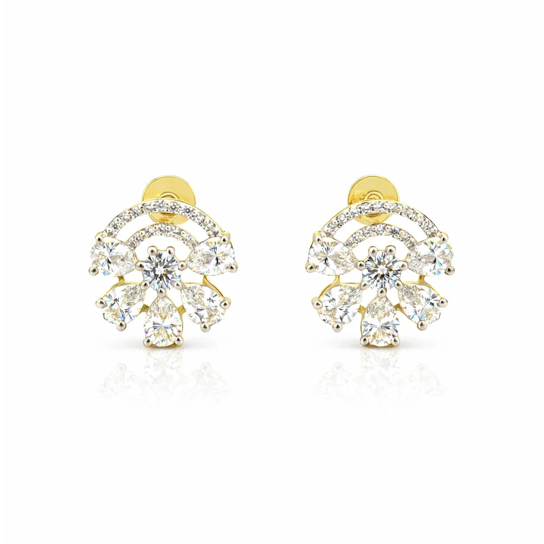 Pear Petal Arc Stud Earrings