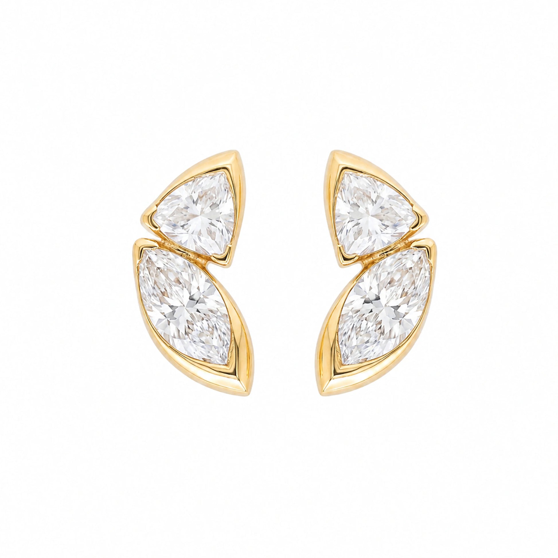 Gold Dual Stone Leaf Earrings