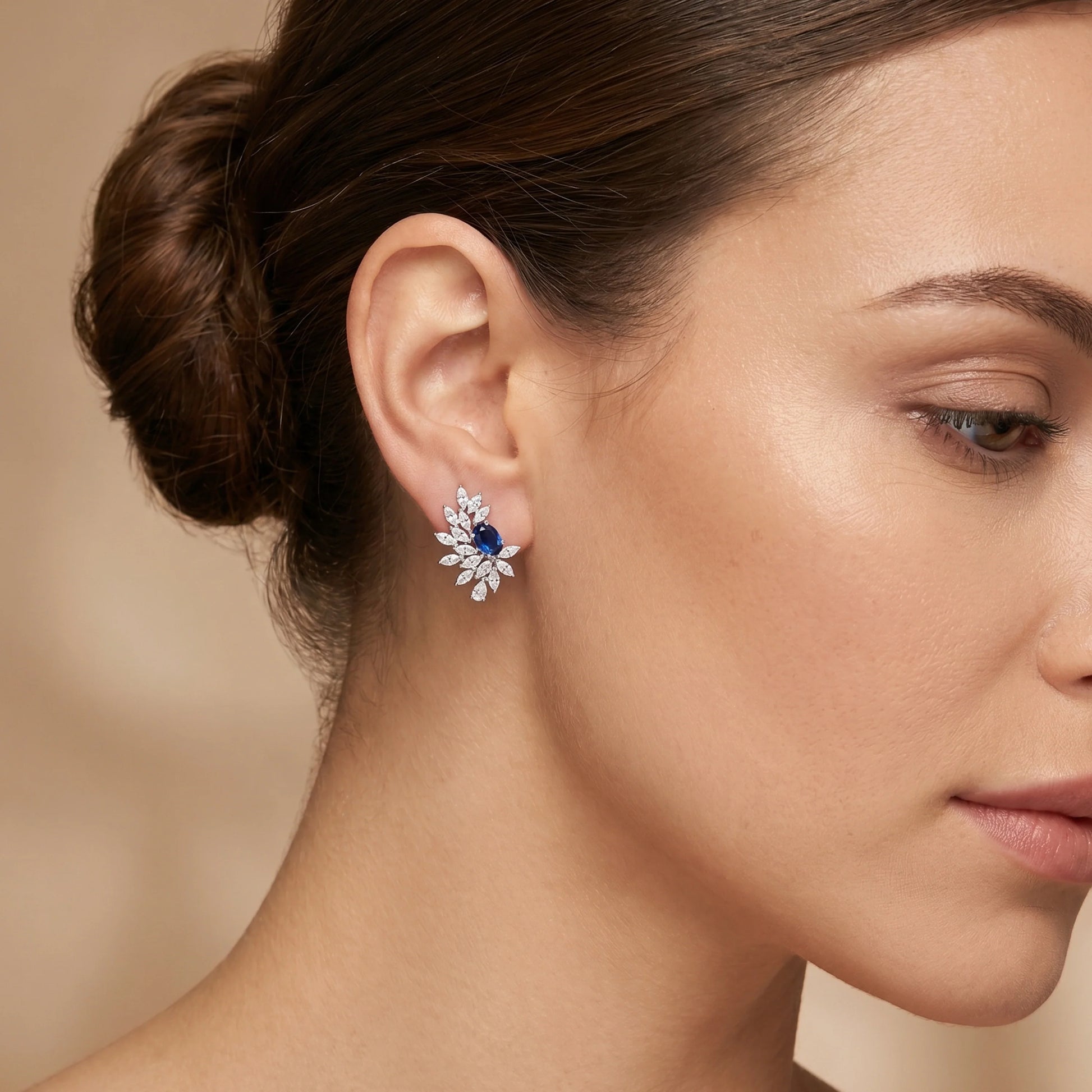 Silver Sapphire Bloom Earrings