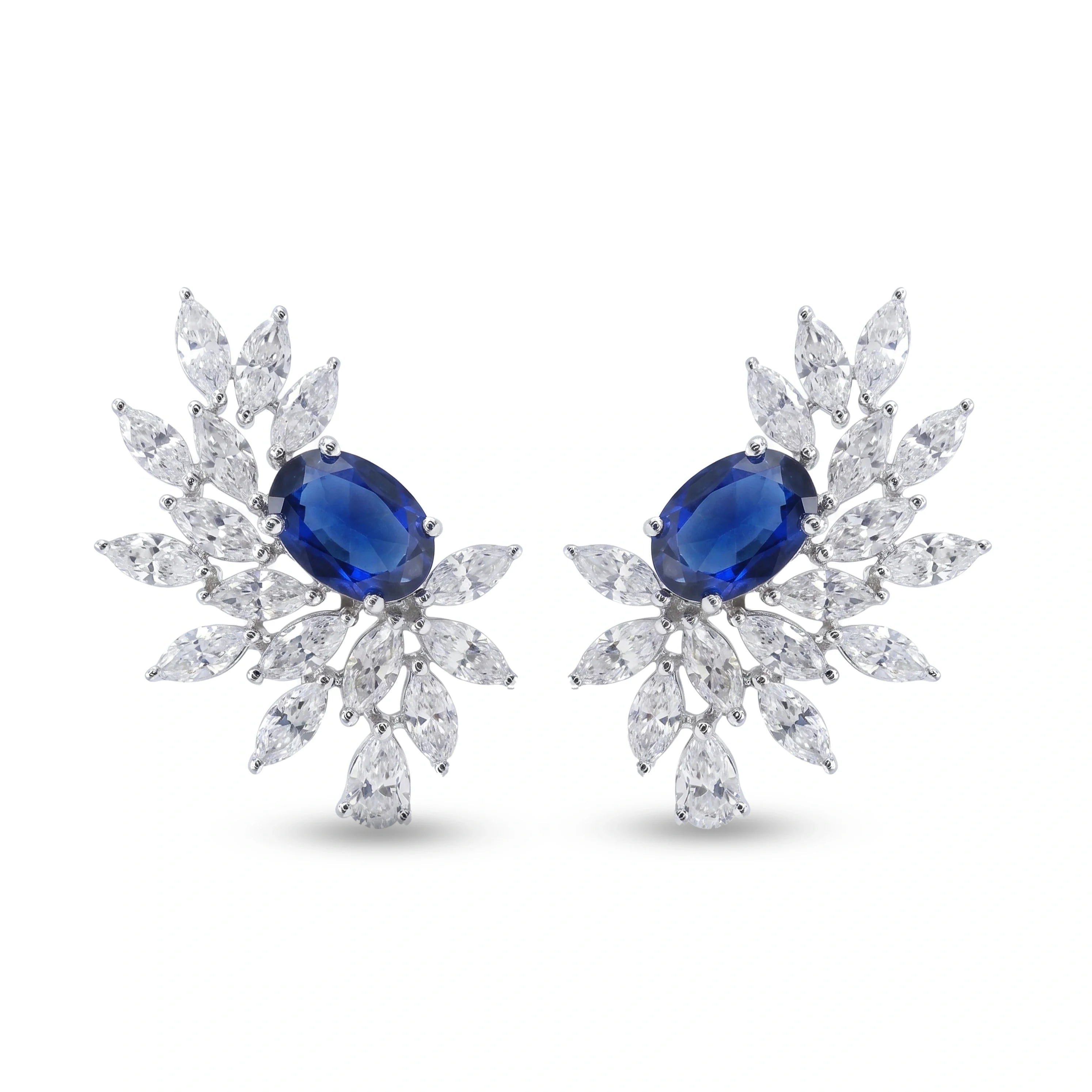 Silver Sapphire Bloom Earrings