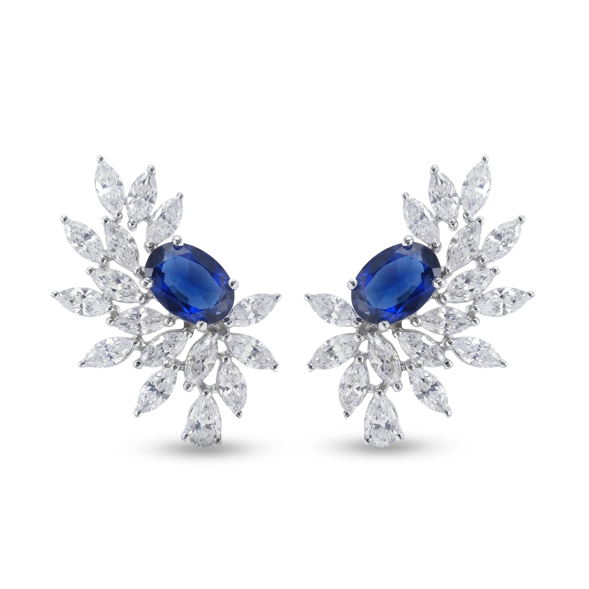 Silver Sapphire Bloom Earrings