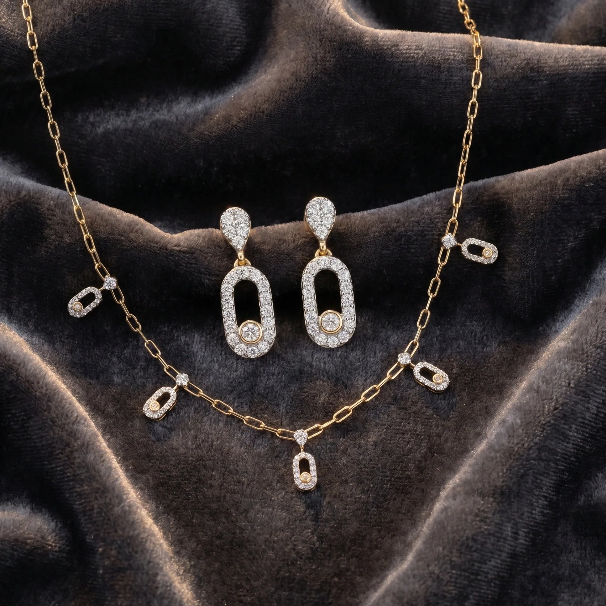 Gold Orbit Drop Jewelry Set