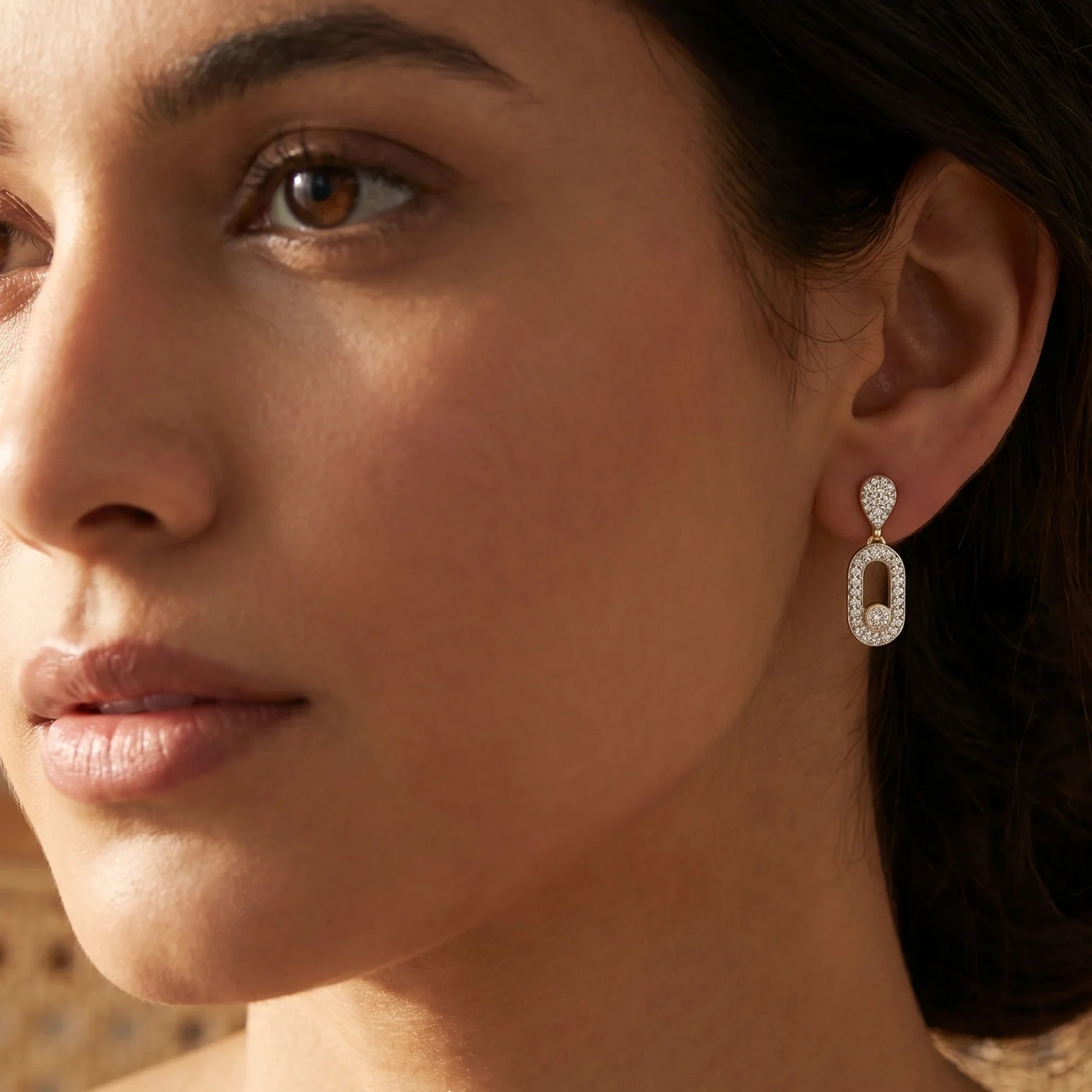 Gold Orbit Drop Earrings