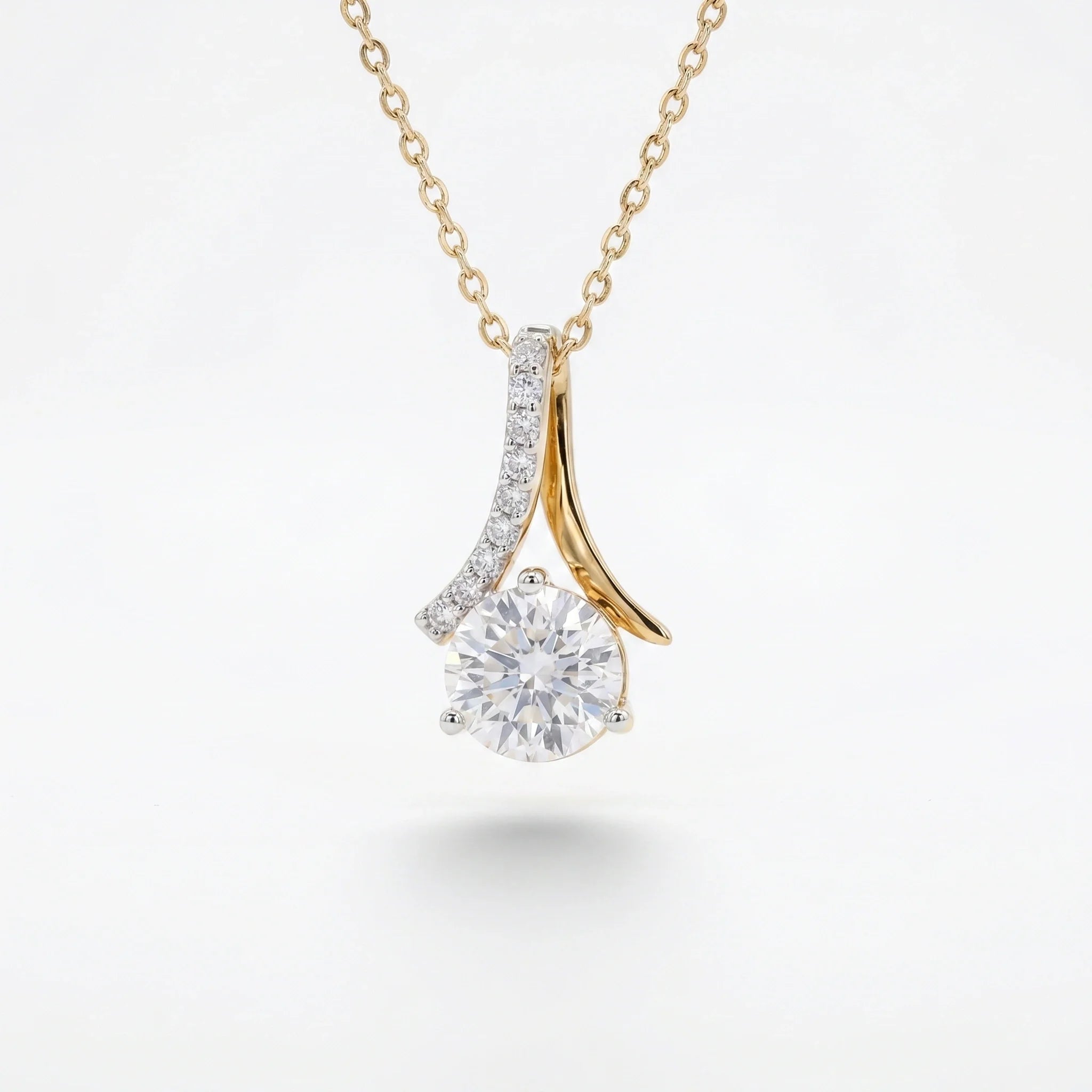 Gold Flow Solitaire Pendant