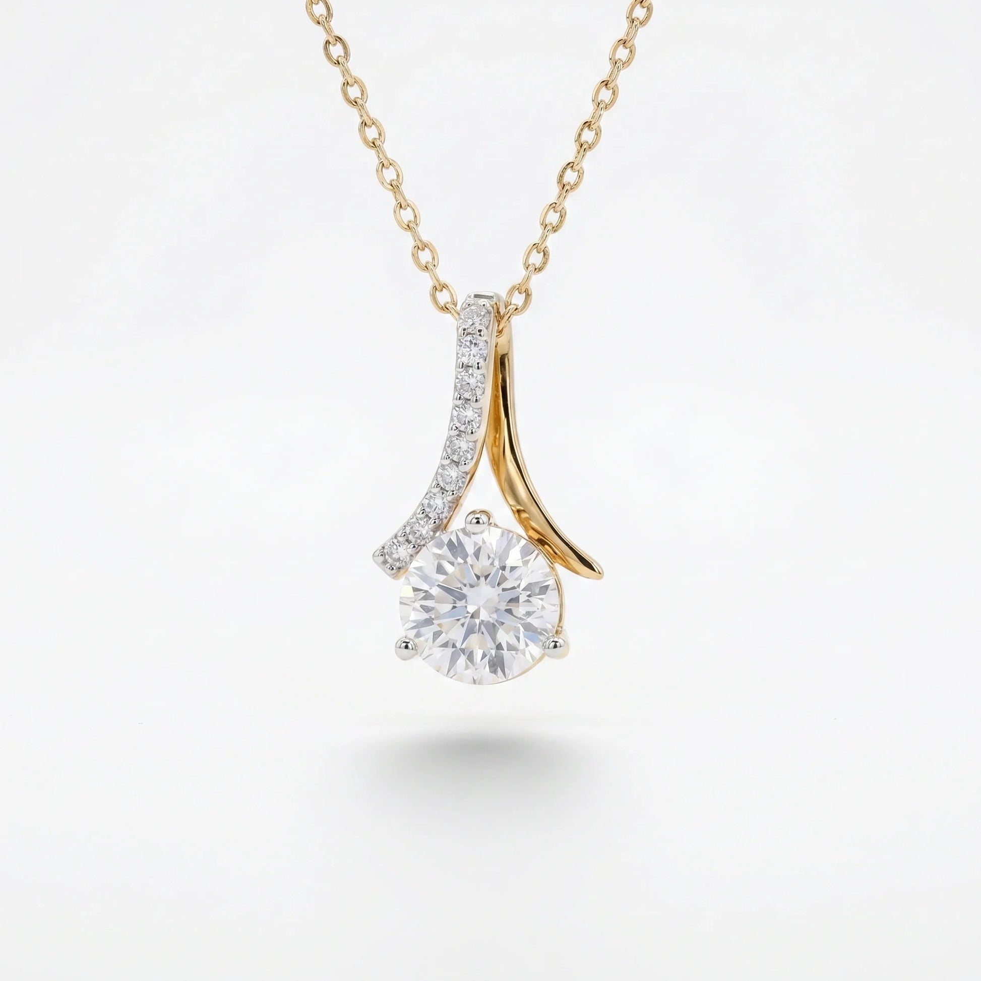 Gold Flow Solitaire Pendant