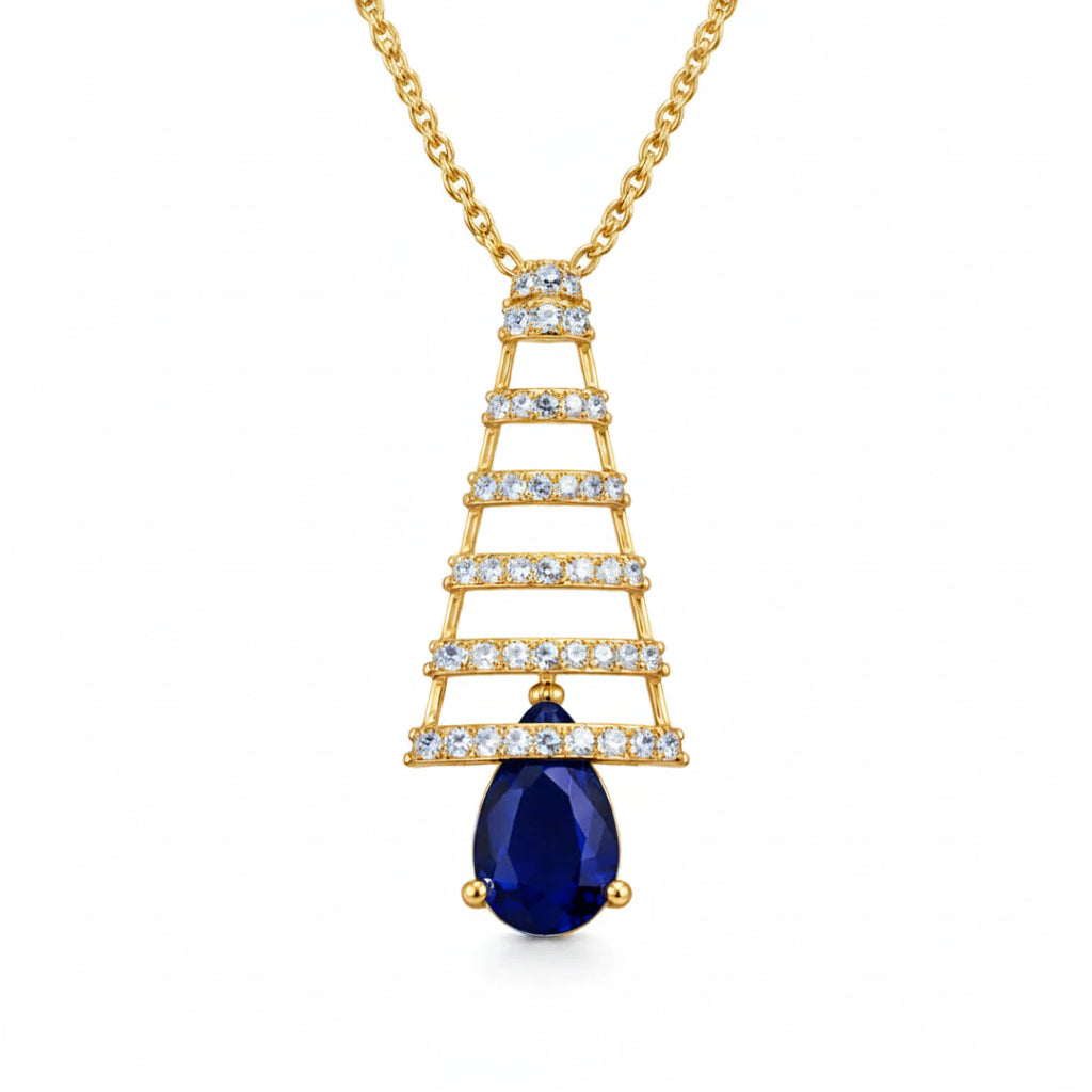 Blue Sapphire Drop Pendant