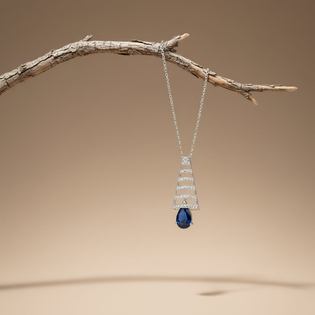 Blue Sapphire Drop Pendant