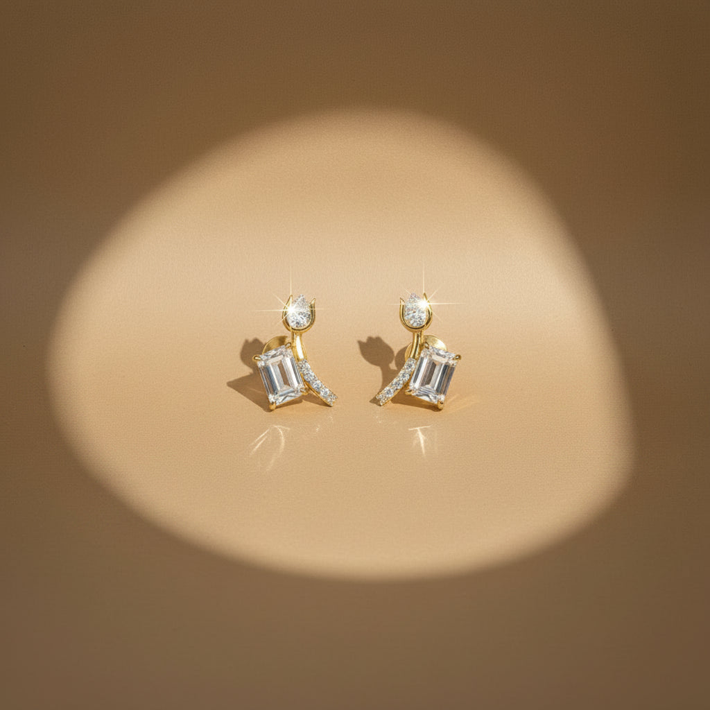 Tulip Emerald Stud Earrings