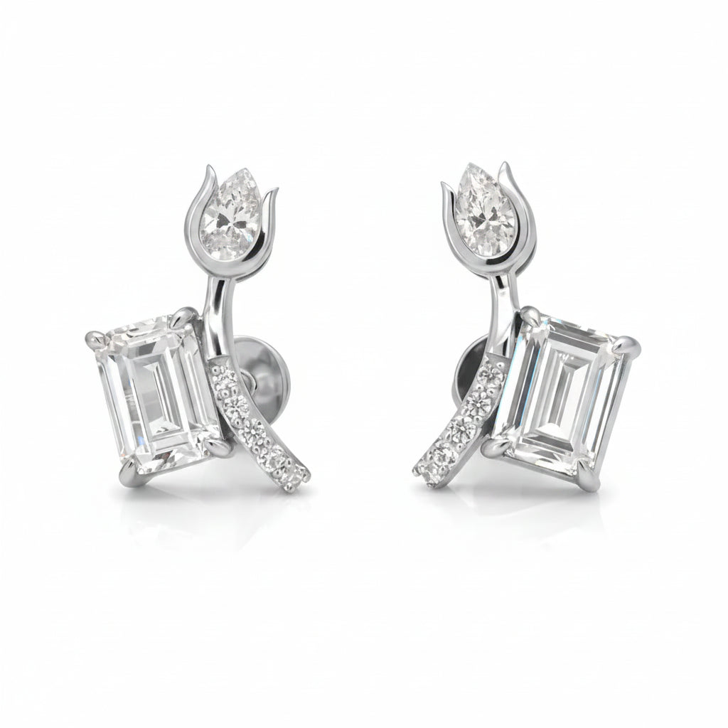 Tulip Emerald Stud Earrings