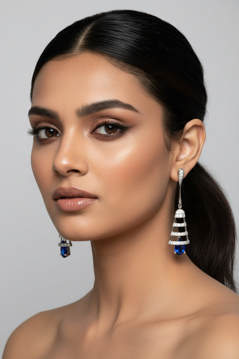 Blue Sapphire Drop Earrings