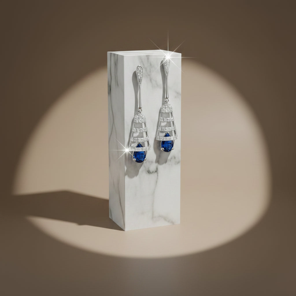 Blue Sapphire Drop Earrings