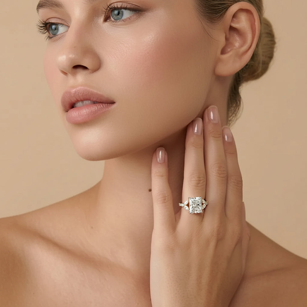 Radiant Crown Solitaire Ring