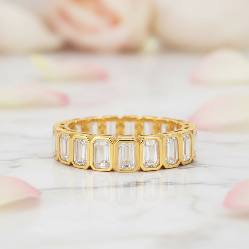 Bezelle Emerald Eternity Band Ring