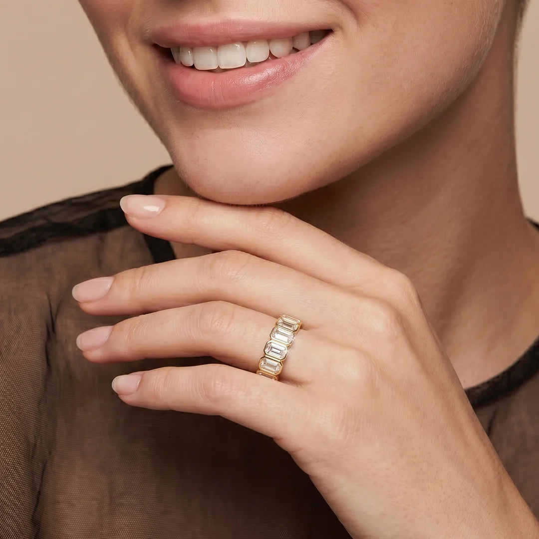 Bezelle Emerald Eternity Band Ring