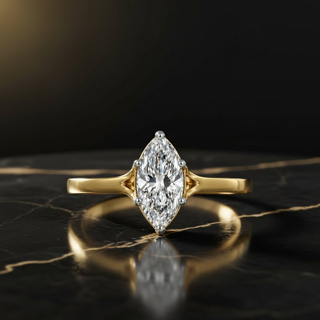 Tulip Marquise Solitaire Ring
