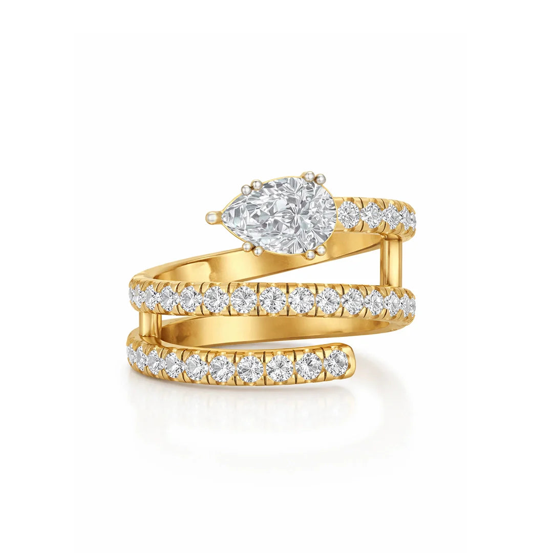 Gold Triple Wrap Pear Ring