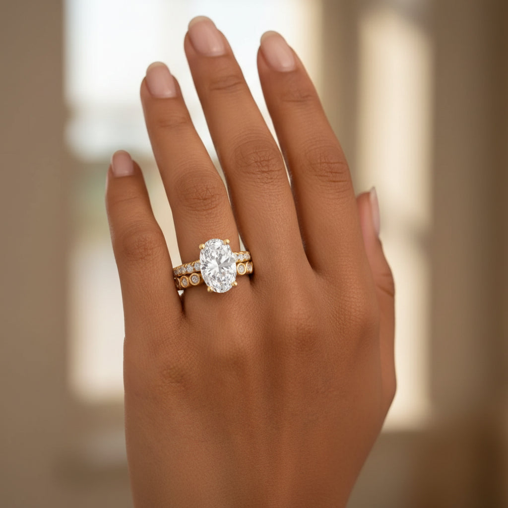 Oval Solitaire Stack Ring