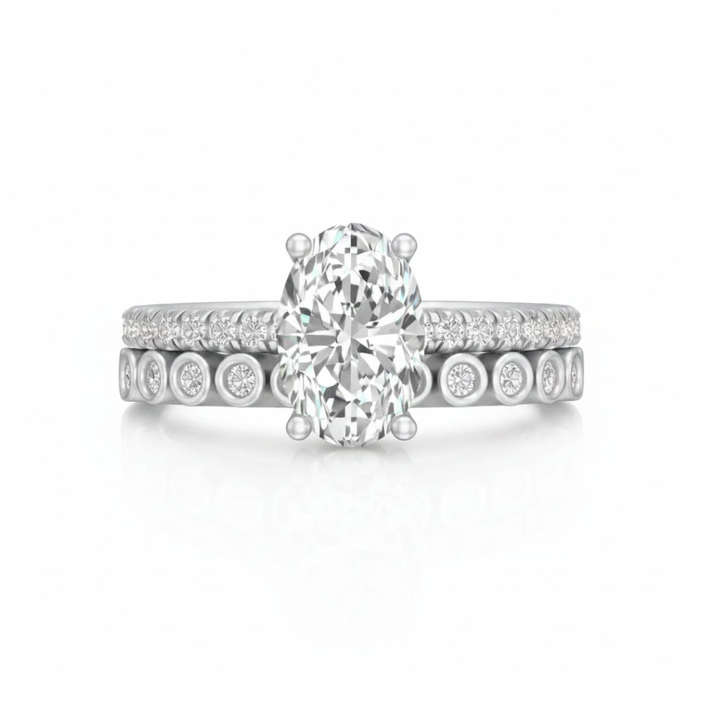 Oval Solitaire Stack Ring