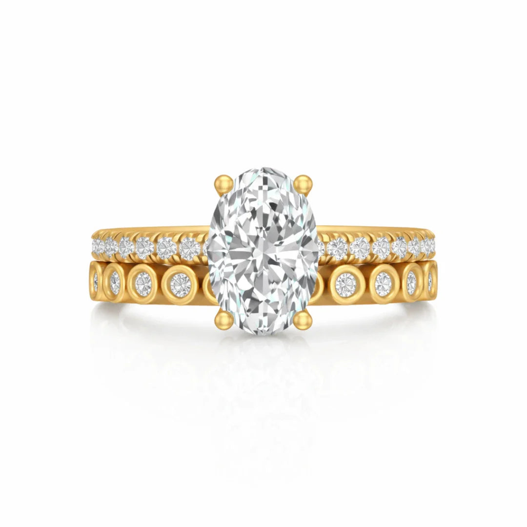 Oval Solitaire Stack Ring