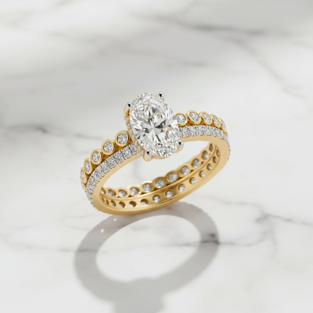 Oval Solitaire Stack Ring