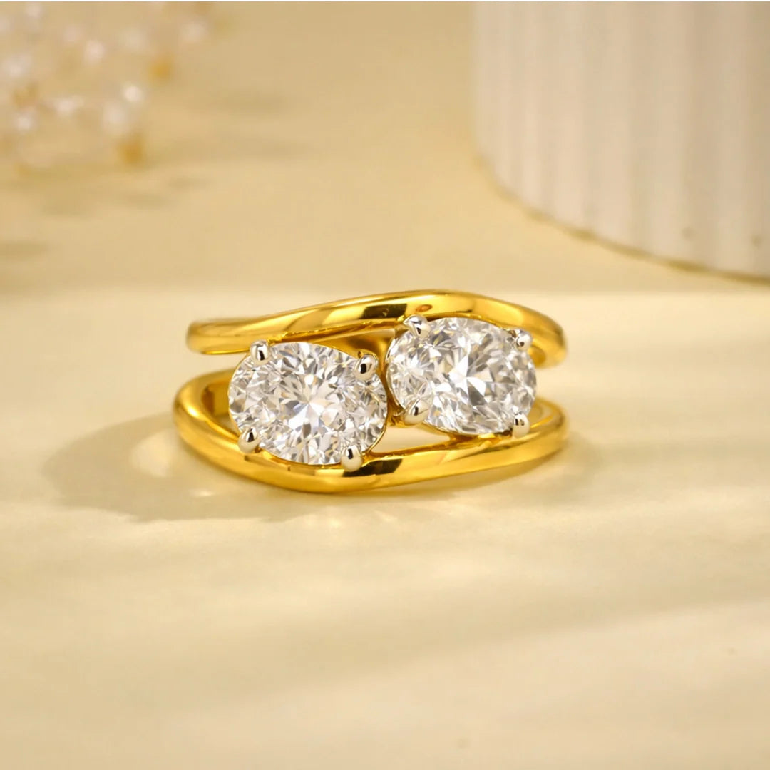Oval Twin Solitaire Ring