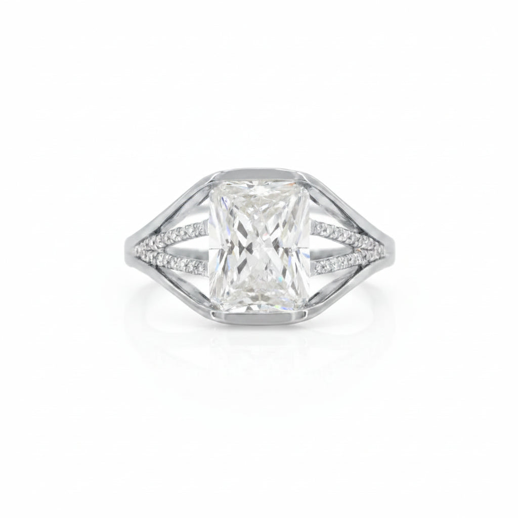 Cushion Split Solitaire Ring