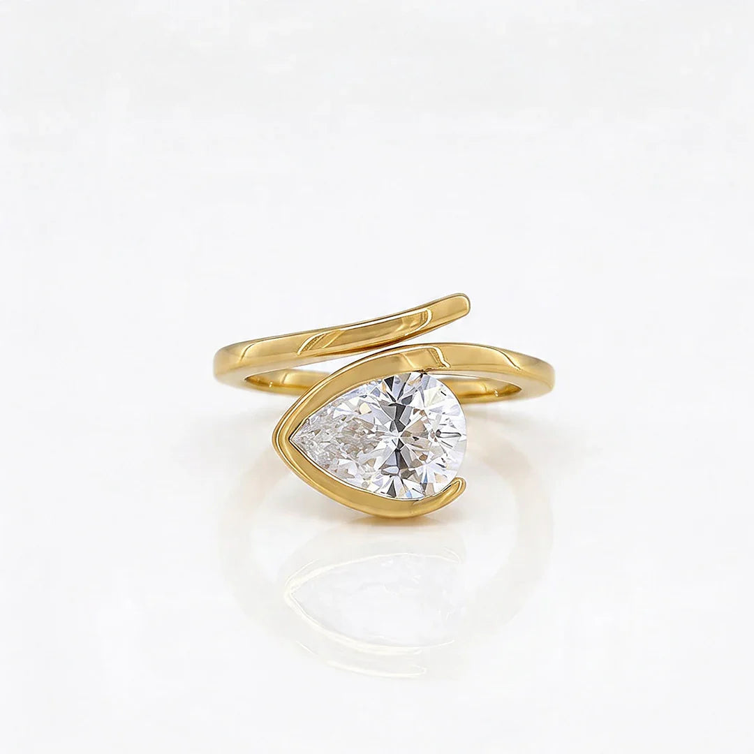 Pear Wrap Solitaire Ring
