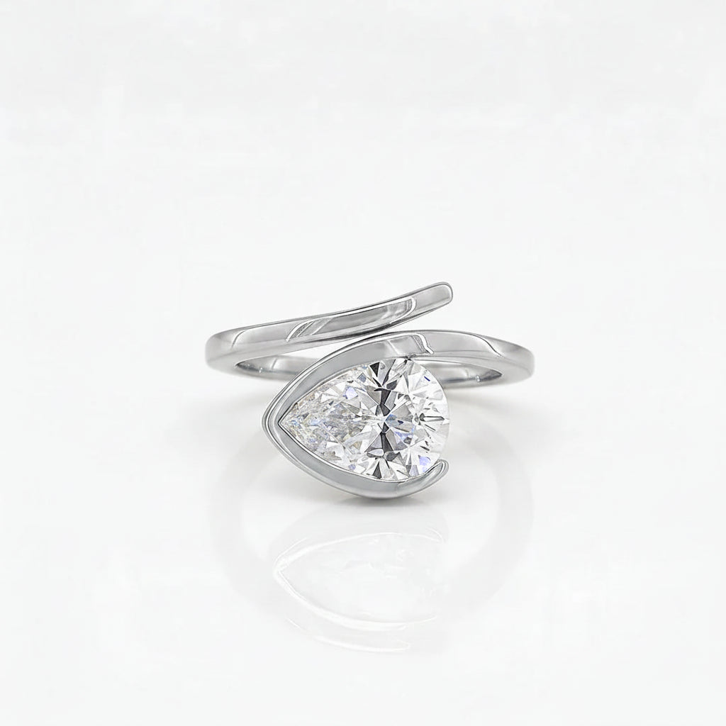 Pear Wrap Solitaire Ring
