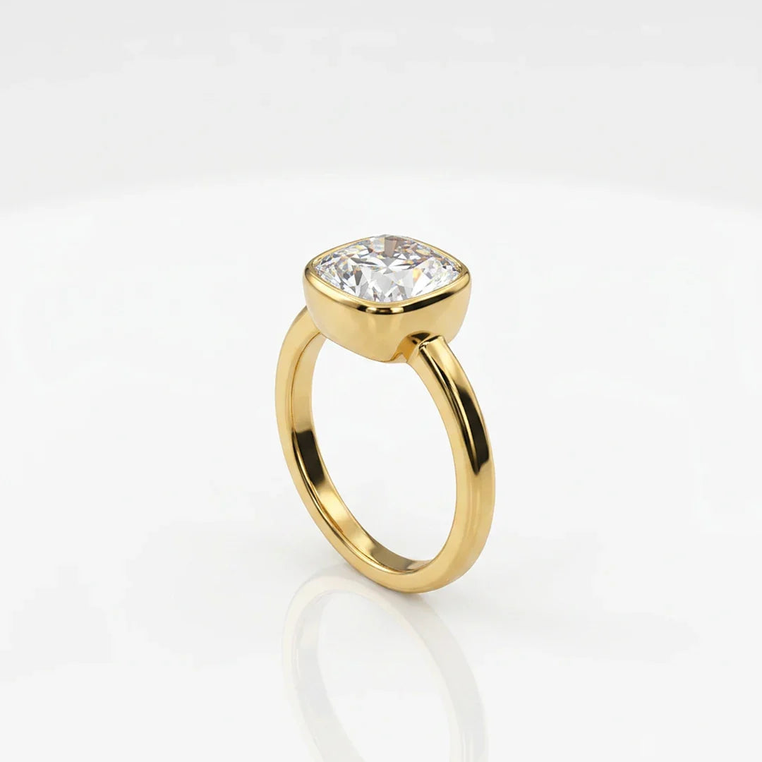 Cushion Bezelle Solitaire Ring