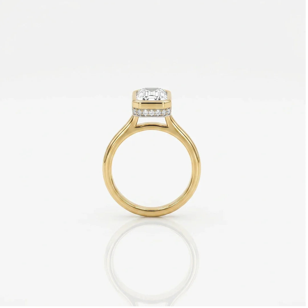 Gold Emerald Cut Bezel Ring