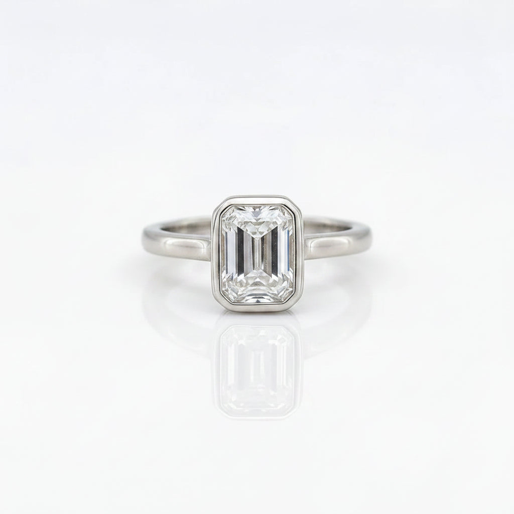Gold Emerald Cut Bezel Ring
