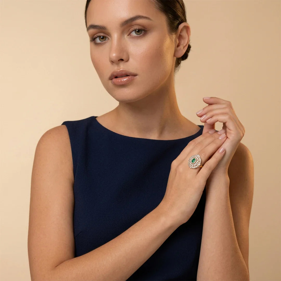 Oval Green Solara Bloom Ring