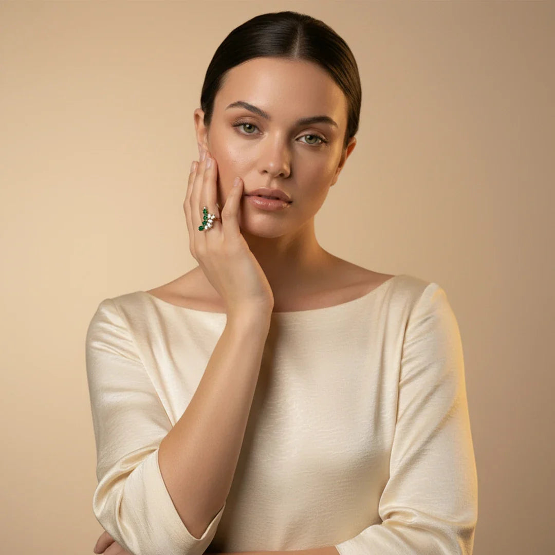 Verdelle Green Cluster Ring